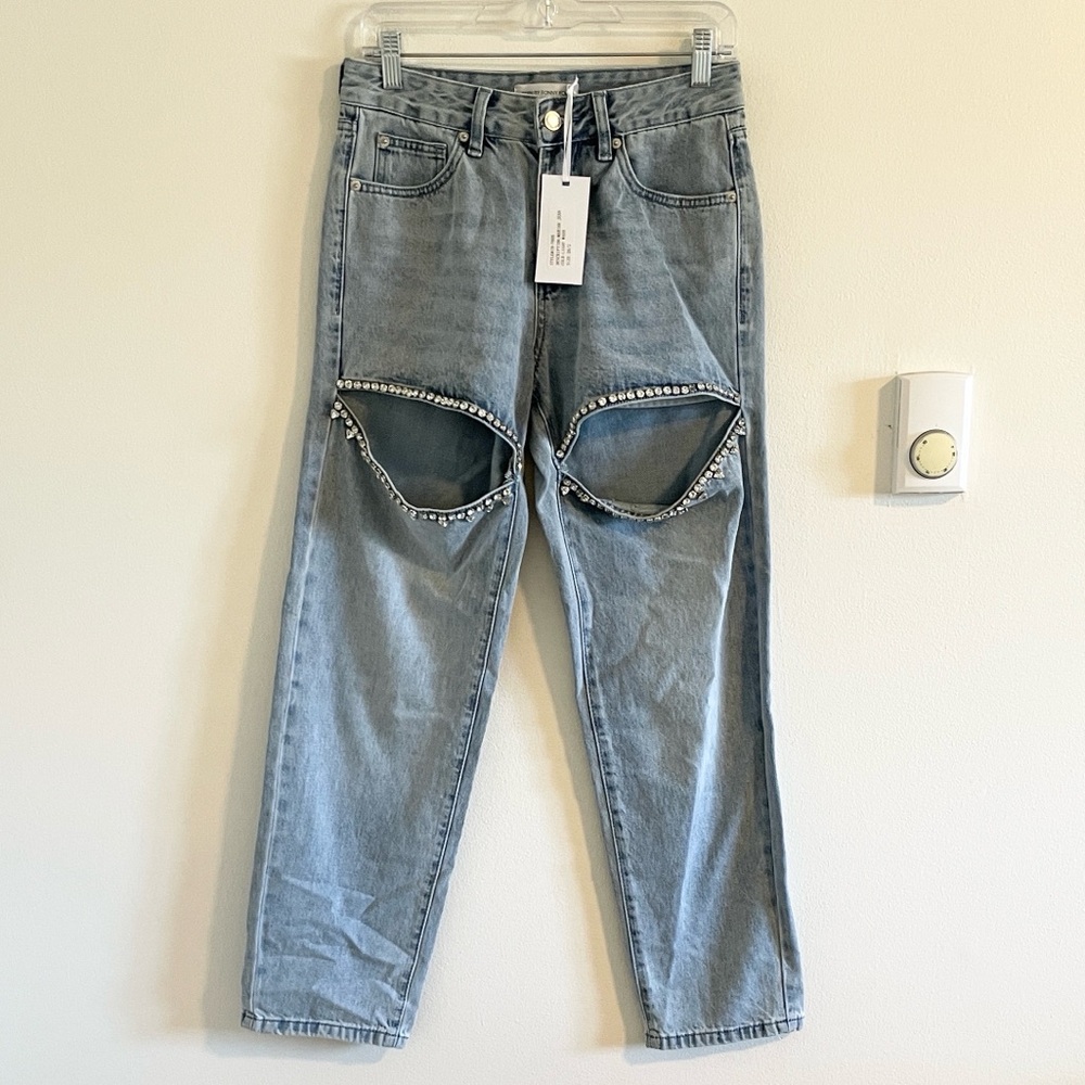 Torn By Ronny Kobo Mariah Jeans Size 26 Taylor Swift Rhinestone Light Wash NWT - Picture 4 of 13